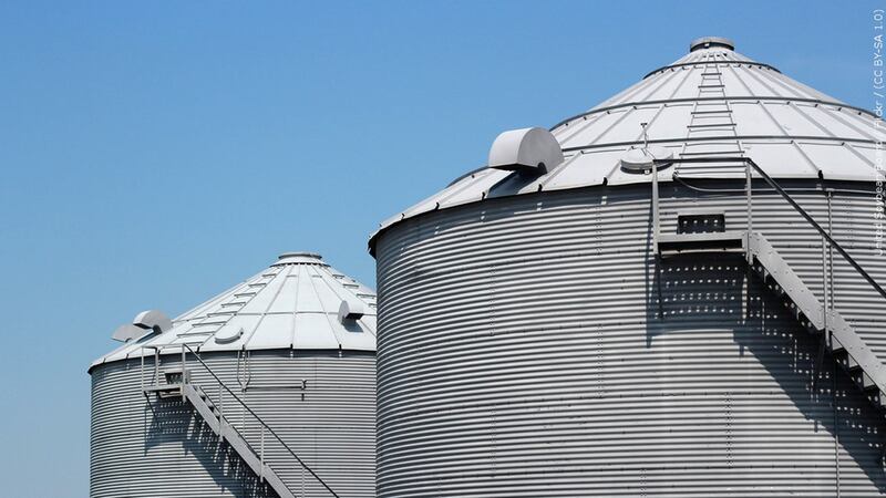 Officials in Missouri rescued a by who became trapped inside a grain elevator.