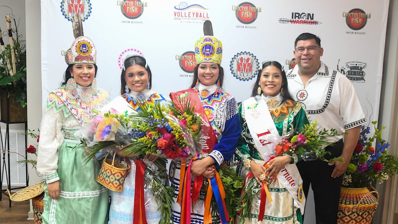 Front left to right former reigning Choctaw Indian Princess Lexi Rodriguez, 2nd Alternate was...
