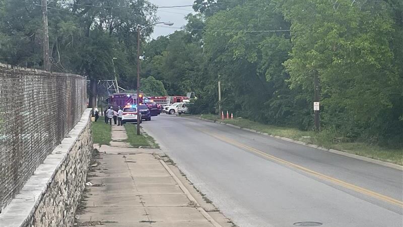 Emergency crews rushed to rescue a person who fall into a trench at a worksite in Kansas.