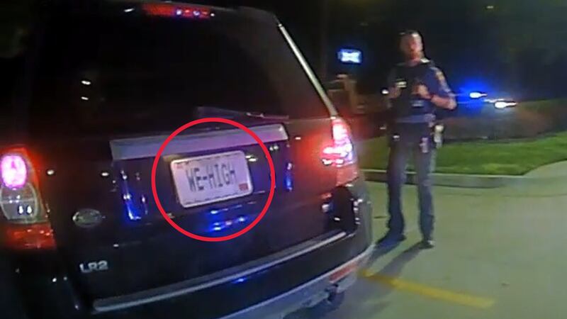 Officials noted that the vehicle had a license plate that read, “WE-HIGH.”