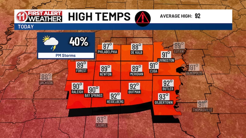 Stronger storms will move in this afternoon and will have the potential to become severe